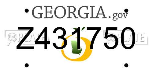 Z431750 Georgia License Plate