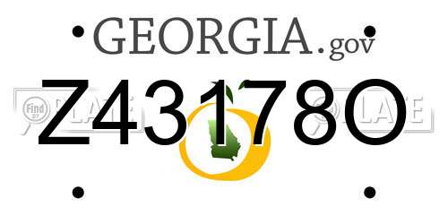 Z43178O Georgia License Plate