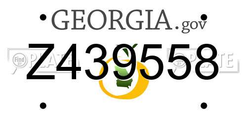 Z439558 Georgia License Plate