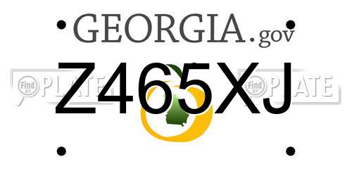 Z465XJ Georgia License Plate