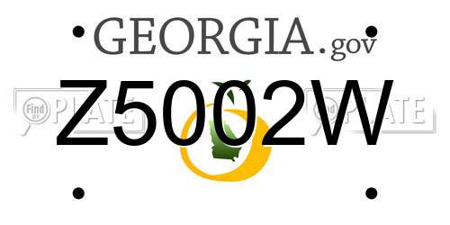 Z5002W Georgia License Plate