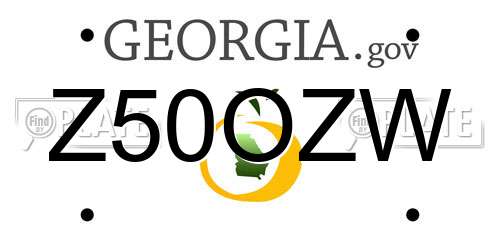Z50OZW Georgia License Plate
