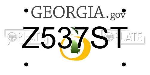 Z537ST Georgia License Plate