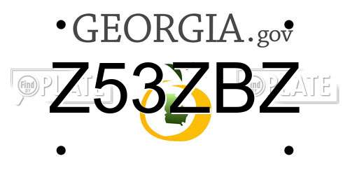 Z53ZBZ Georgia License Plate