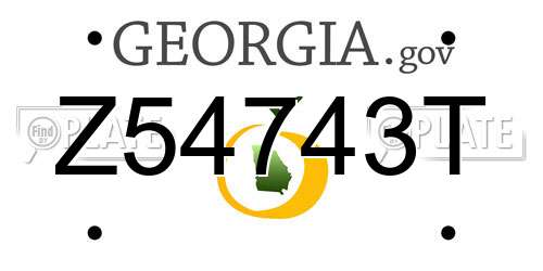 Z54743T Georgia License Plate