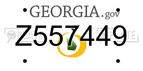 Z557449 Georgia License Plate
