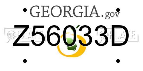 Z56033D Georgia License Plate