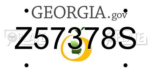 Z57378S Georgia License Plate