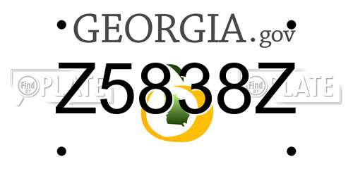 Z5838Z Georgia License Plate