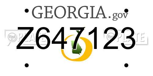Z647123 Georgia License Plate