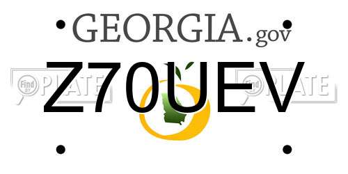 Z70UEV Georgia License Plate