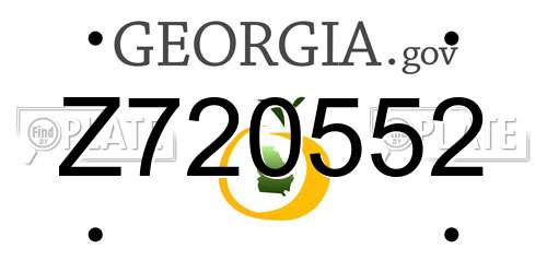 Z720552 Georgia License Plate
