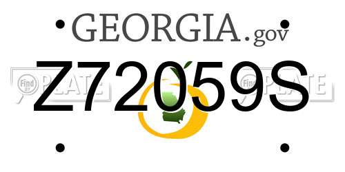 Z72059S Georgia License Plate