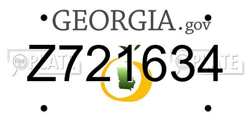 Z721634 Georgia License Plate