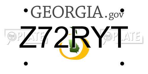 Z72RYT Georgia License Plate