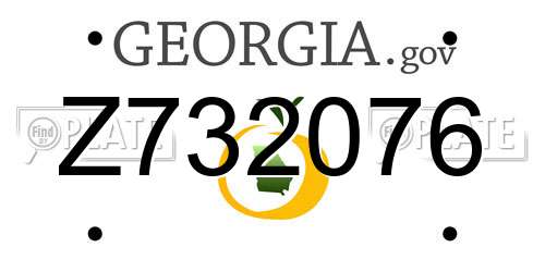 Z732076 Georgia License Plate