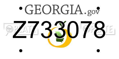 Z733078 Georgia License Plate