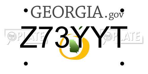 Z73YYT Georgia License Plate