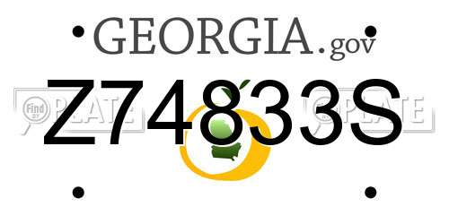 Z74833S Georgia License Plate