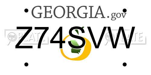 Z74SVW Georgia License Plate