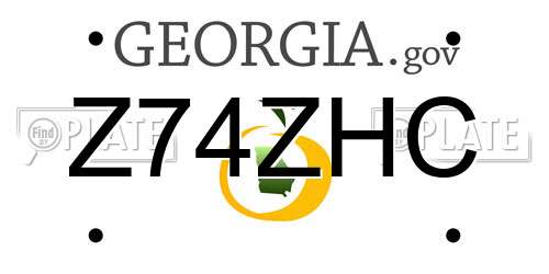 Z74ZHC Georgia License Plate
