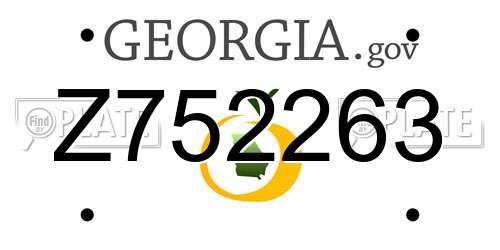 Z752263 Georgia License Plate