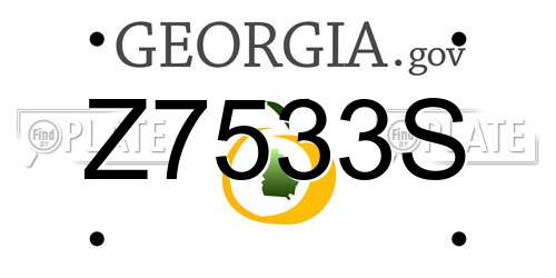 Z7533S Georgia License Plate