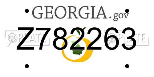 Z782263 Georgia License Plate