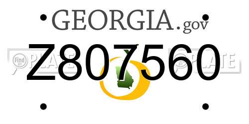 Z807560 Georgia License Plate