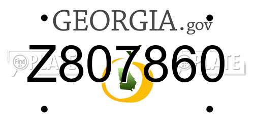 Z807860 Georgia License Plate