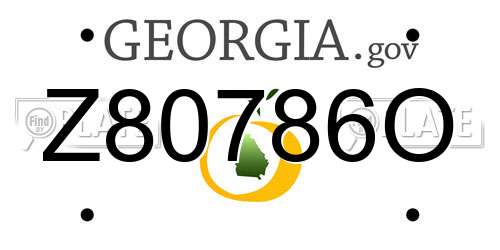 Z80786O Georgia License Plate