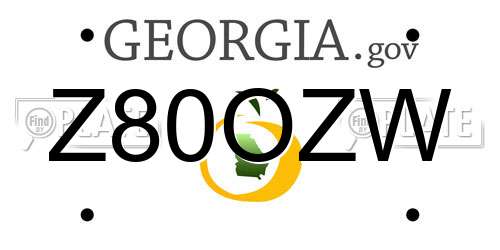 Z80OZW Georgia License Plate