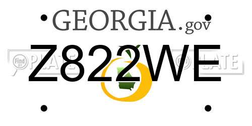Z822WE Georgia License Plate