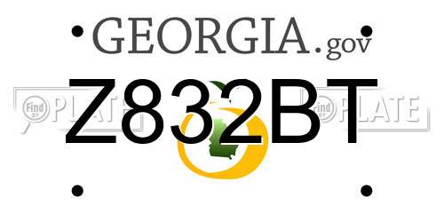 Z832BT Georgia License Plate