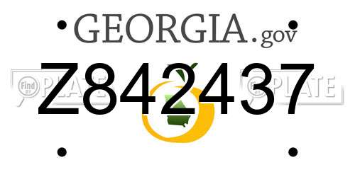 Z842437 Georgia License Plate
