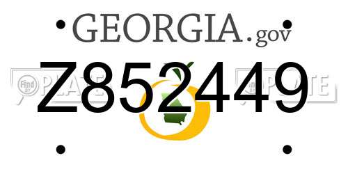 Z852449 Georgia License Plate