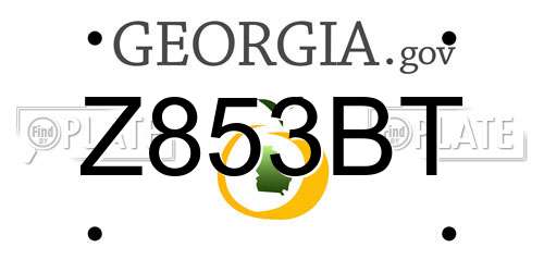 Z853BT Georgia License Plate