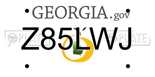 Z85LWJ Georgia License Plate