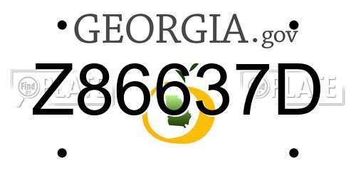 Z86637D Georgia License Plate