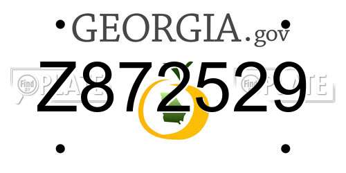 Z872529 Georgia License Plate