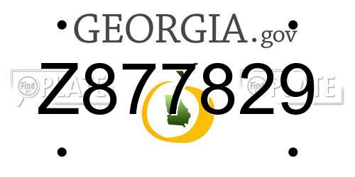 Z877829 Georgia License Plate