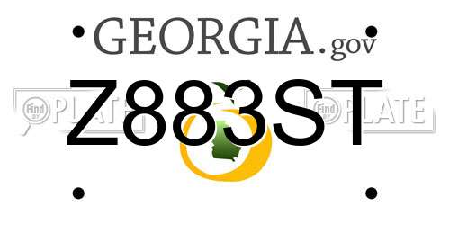 Z883ST Georgia License Plate