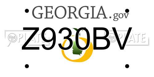 Z930BV Georgia License Plate
