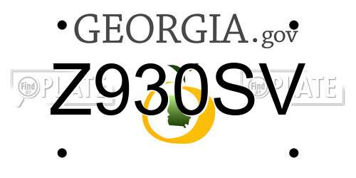 Z930SV Georgia License Plate