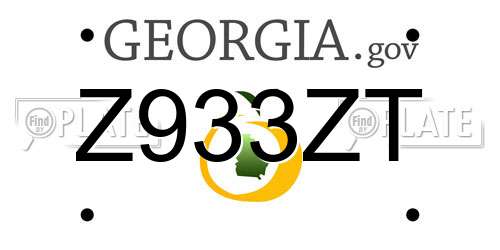 Z933ZT Georgia License Plate