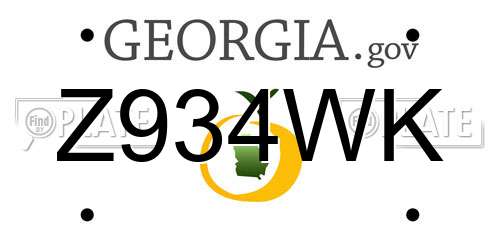 Z934WK Georgia License Plate