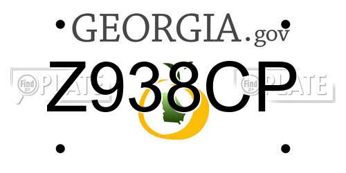 Z938CP Georgia License Plate