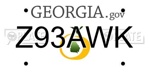 Z93AWK Georgia License Plate