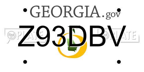 Z93DBV Georgia License Plate