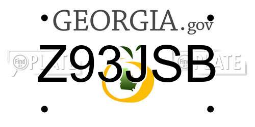 Z93JSB Georgia License Plate